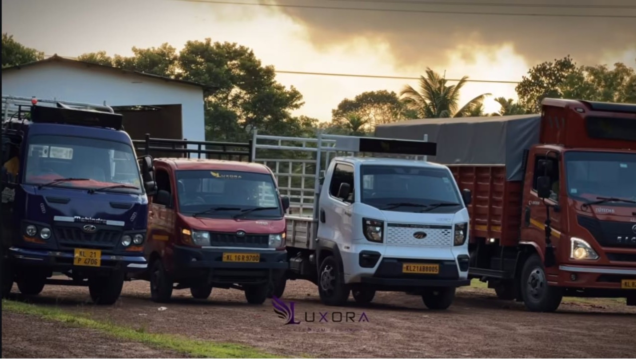 Luxora delivery fleet at sunset